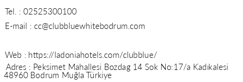 Ladonia Hotels Club Blue White telefon numaralar, faks, e-mail, posta adresi ve iletiim bilgileri